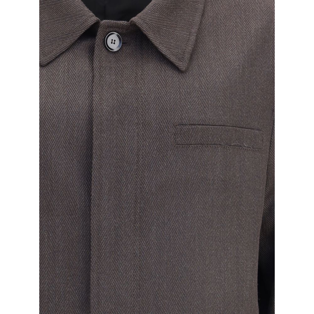 Brown Wool Coat Brioni