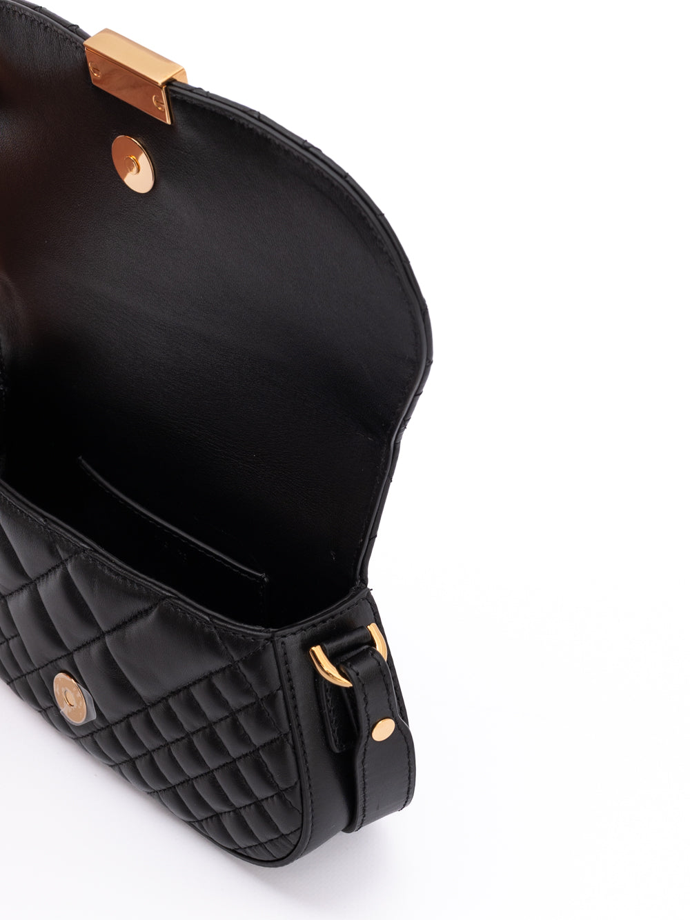 Black Leather Quilted Shoulder Strap Bag-thumbmail-4