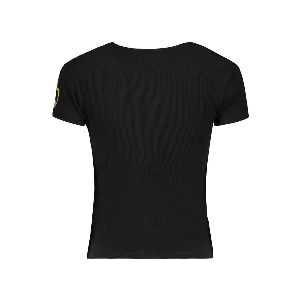 Black Cotton Women T-Shirt-thumbmail-3