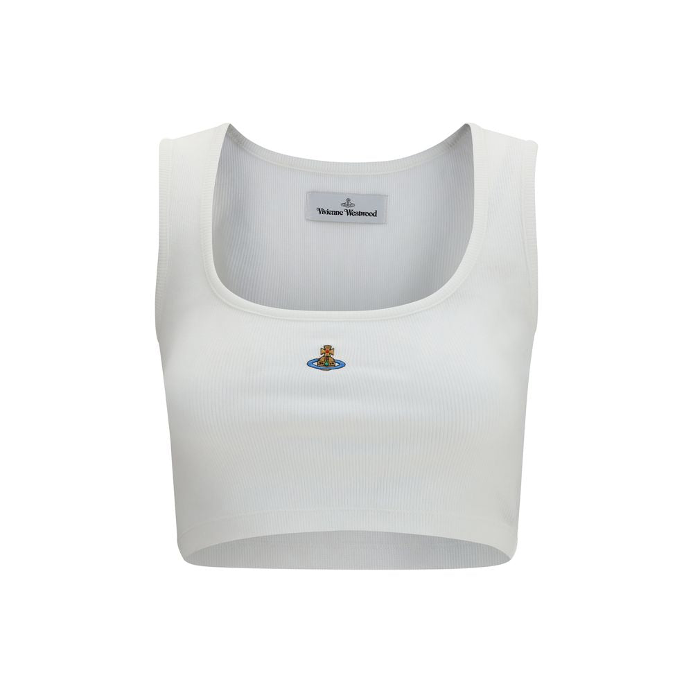 White Cotton Sleeveles T-Shirt