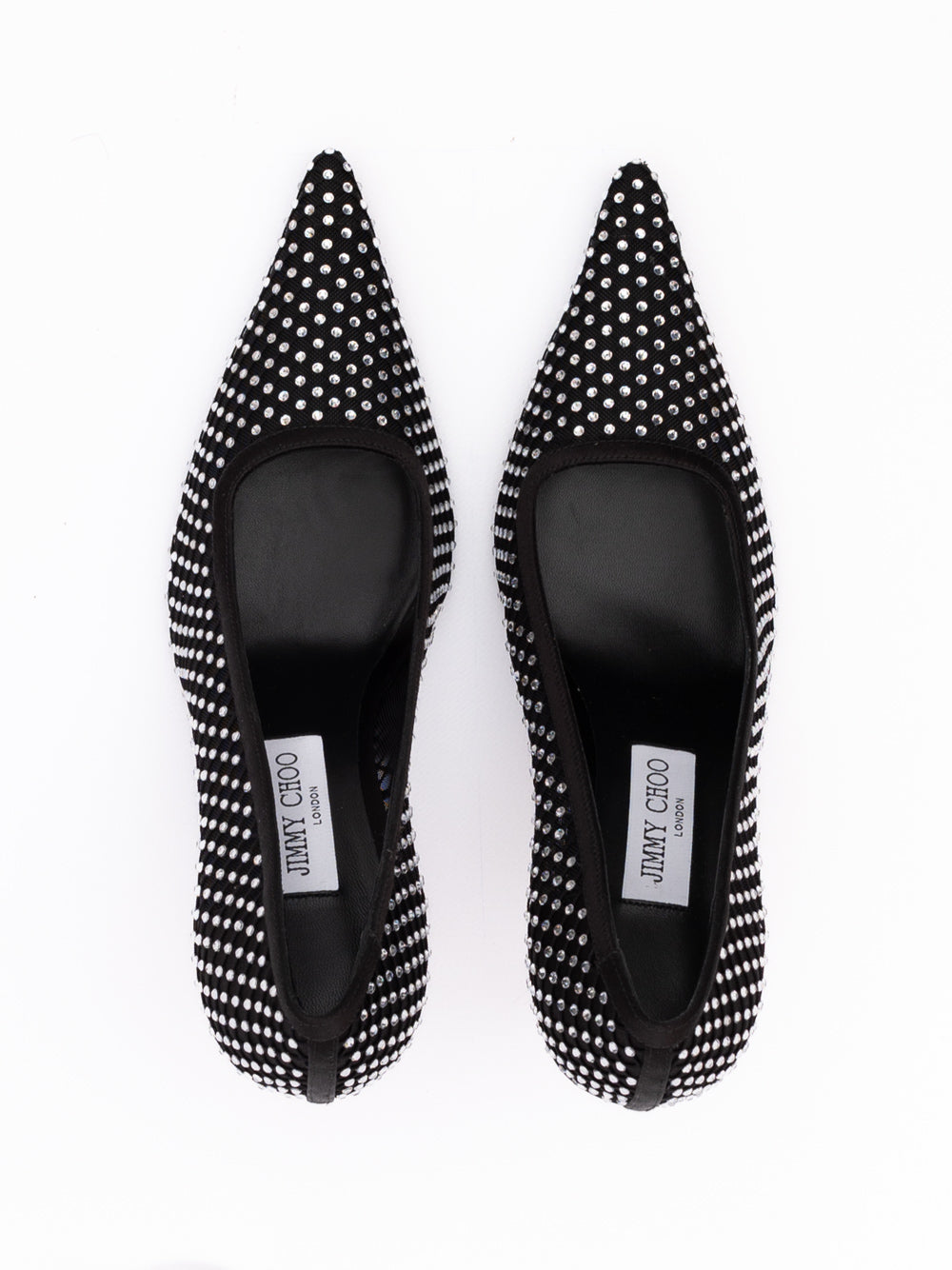 Black Mesh Satin Crystal Ixia 95 Pumps-thumbmail-3