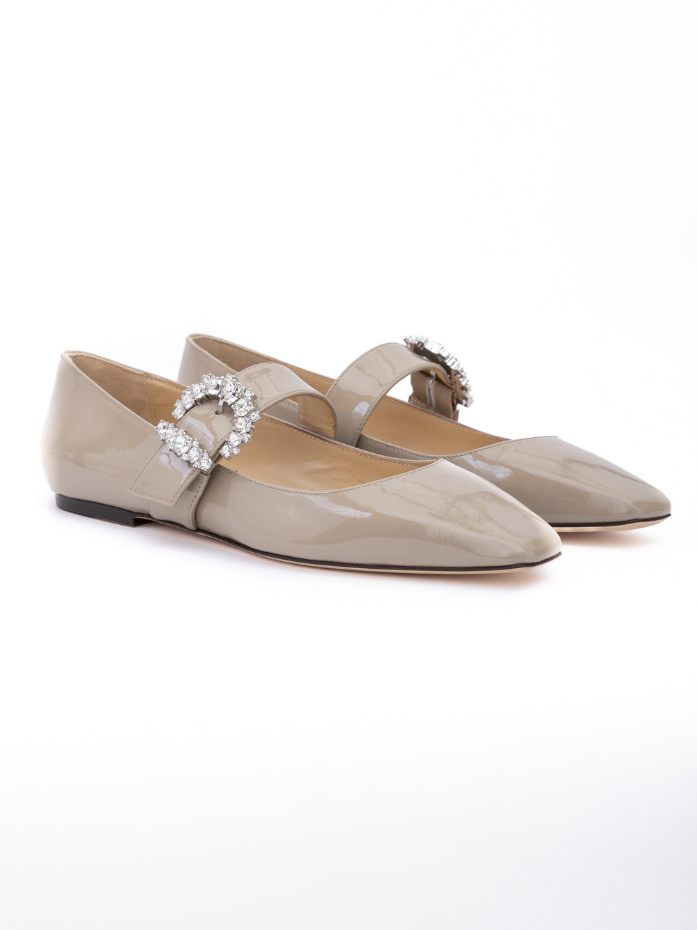 Taupe Grey Patent Leather Chery Ballet Flat Jimmy Choo