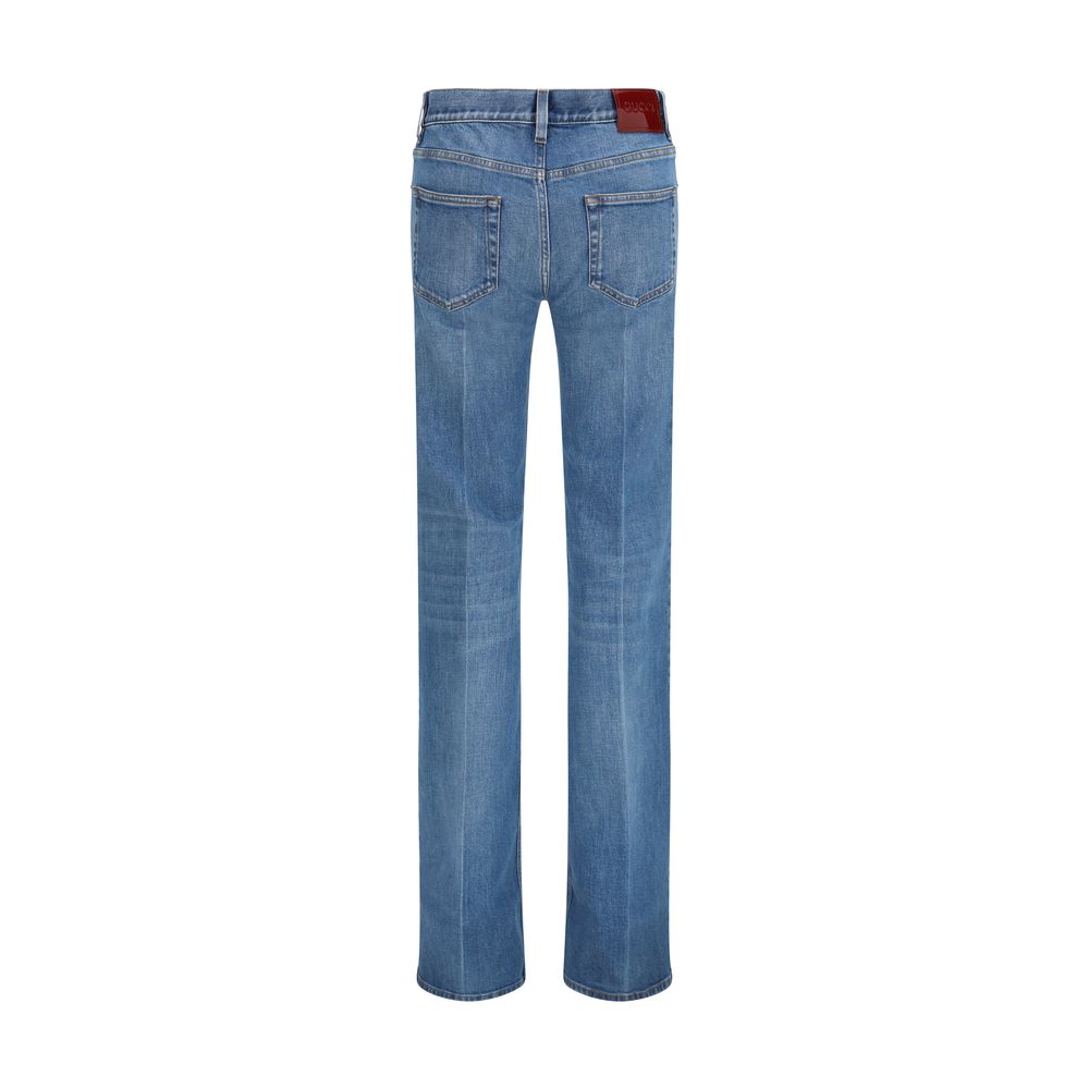 Blue Cotton Flared Jeans Gucci