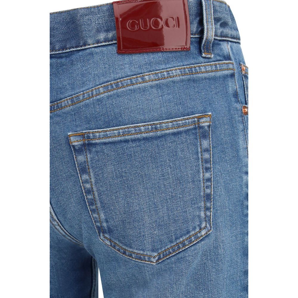 Blue Cotton Flared Jeans Gucci