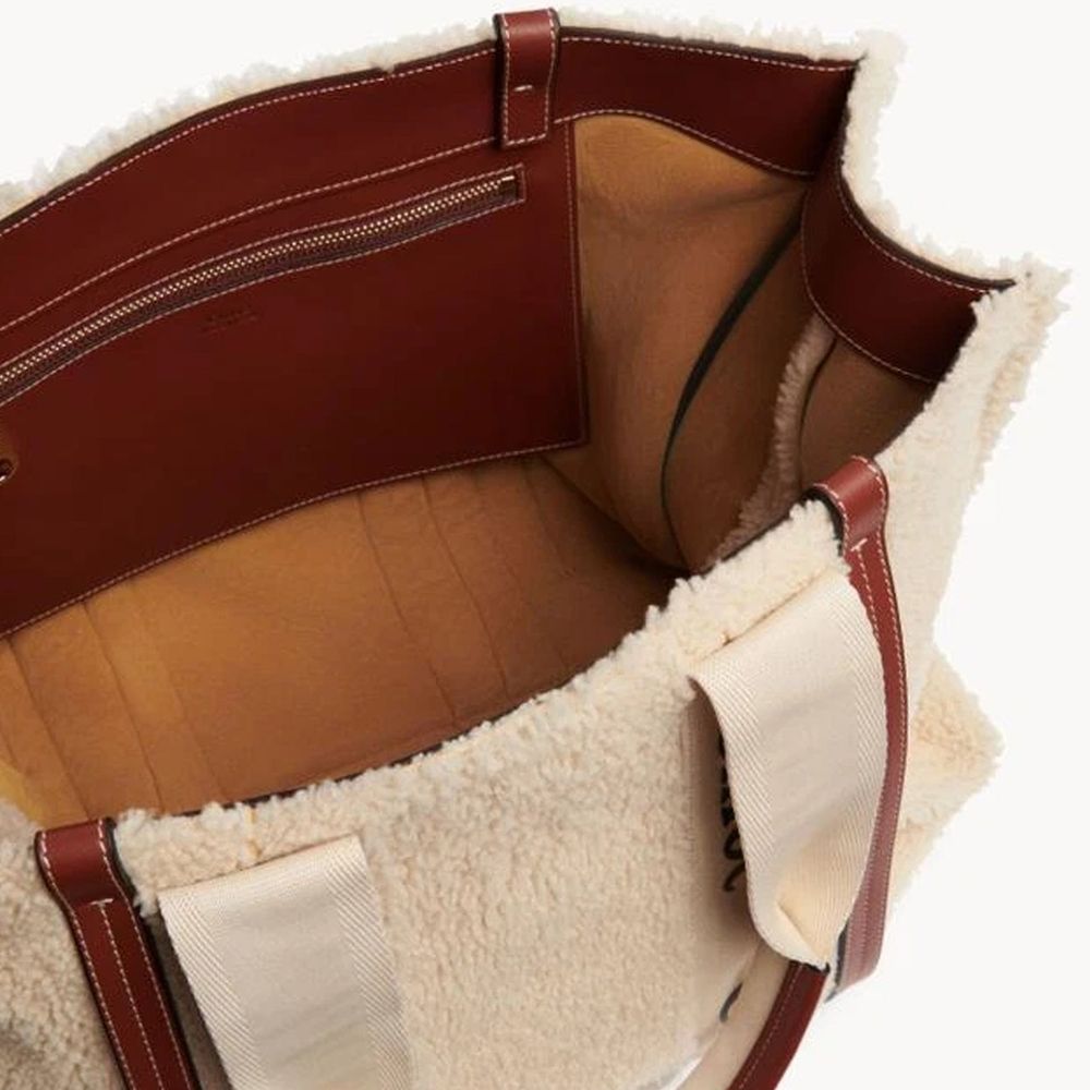 Beige Lamb Fur Tote Bag Chloé