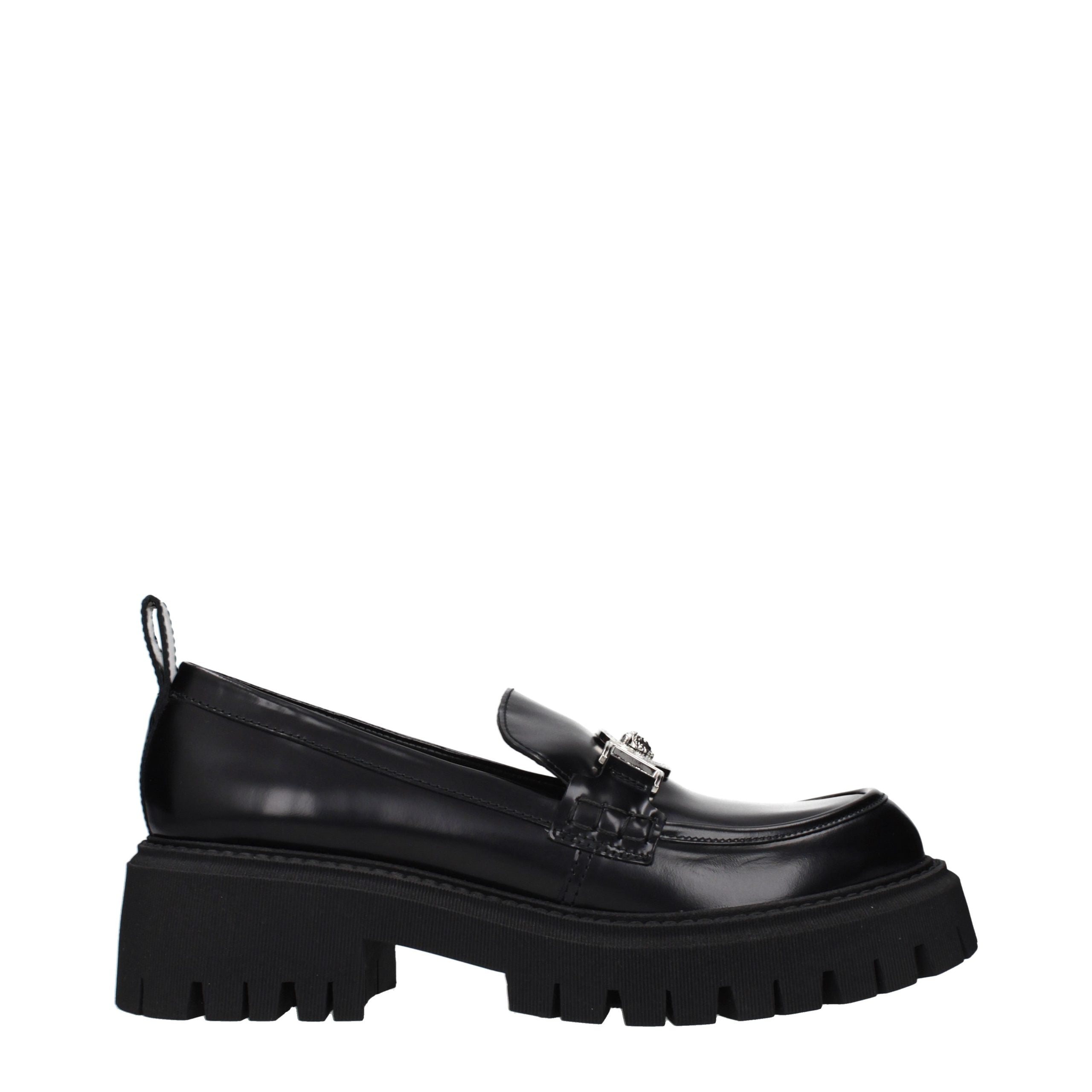 Black Leather Platform Loafers Versace