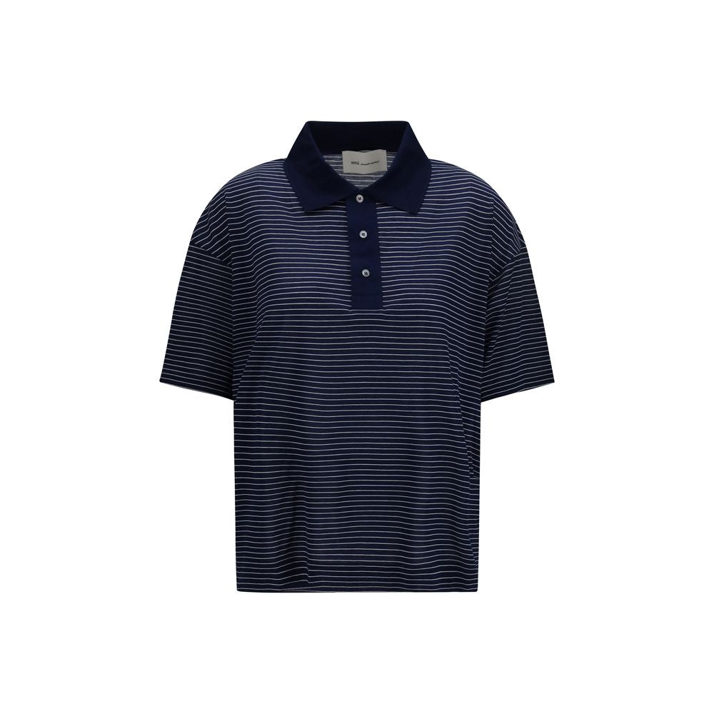 Blue Cotton Polo Shirt Ami Paris
