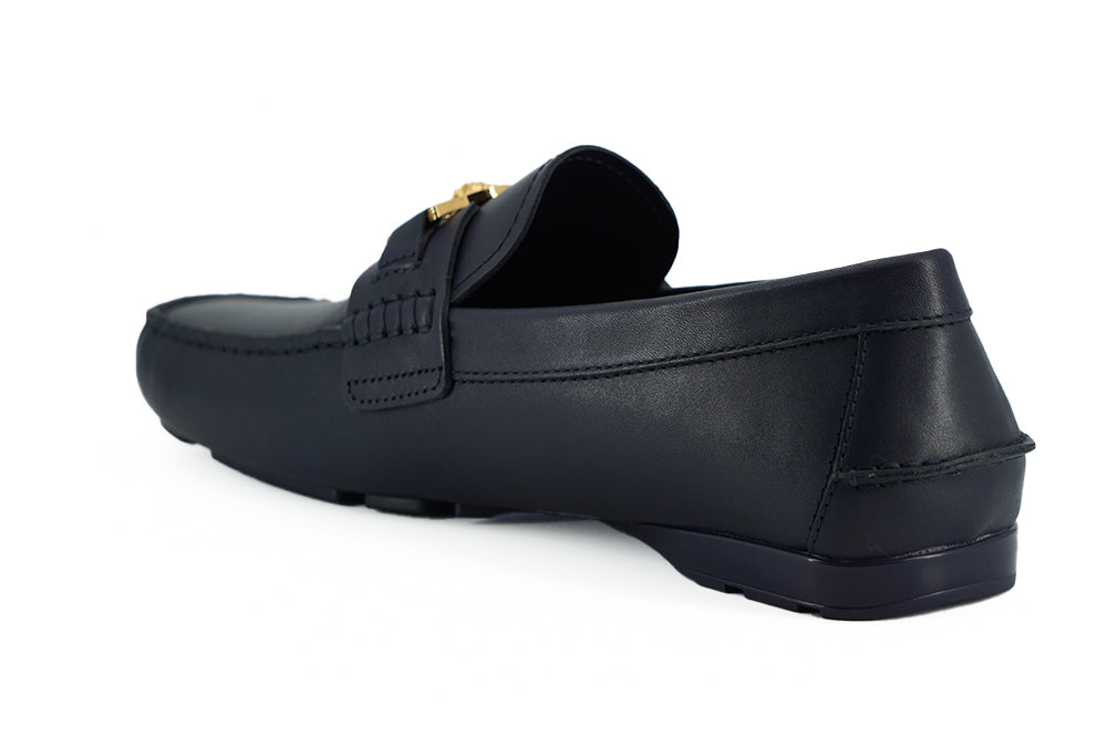 Navy Blue Calf Leather Loafers Shoes-thumbmail-3