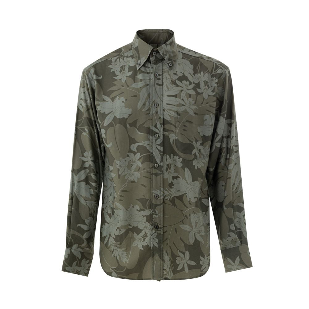 Green Lyocell Pattern Shirt Tom Ford