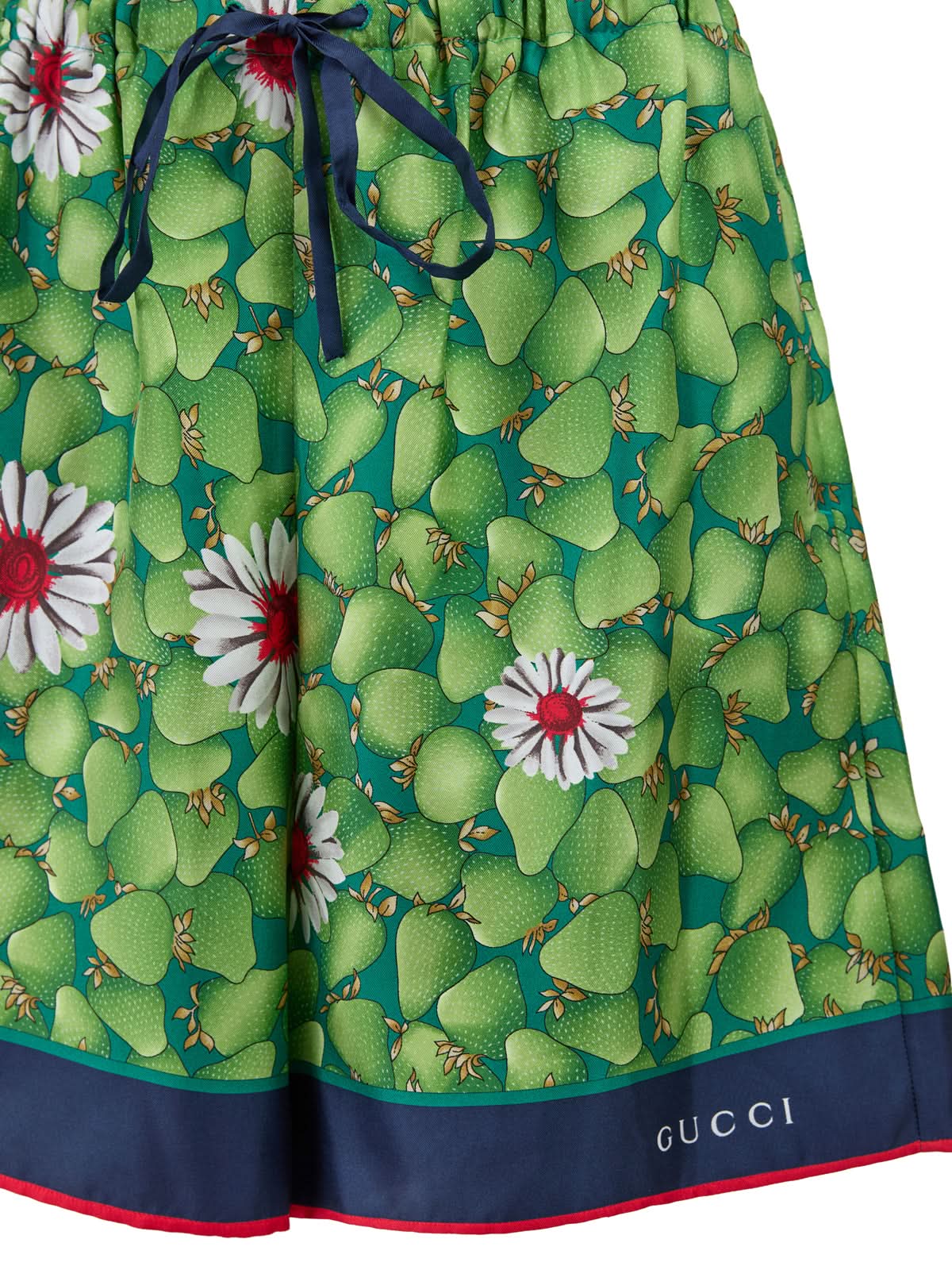 Green Flower Printed Silk Shorts Gucci