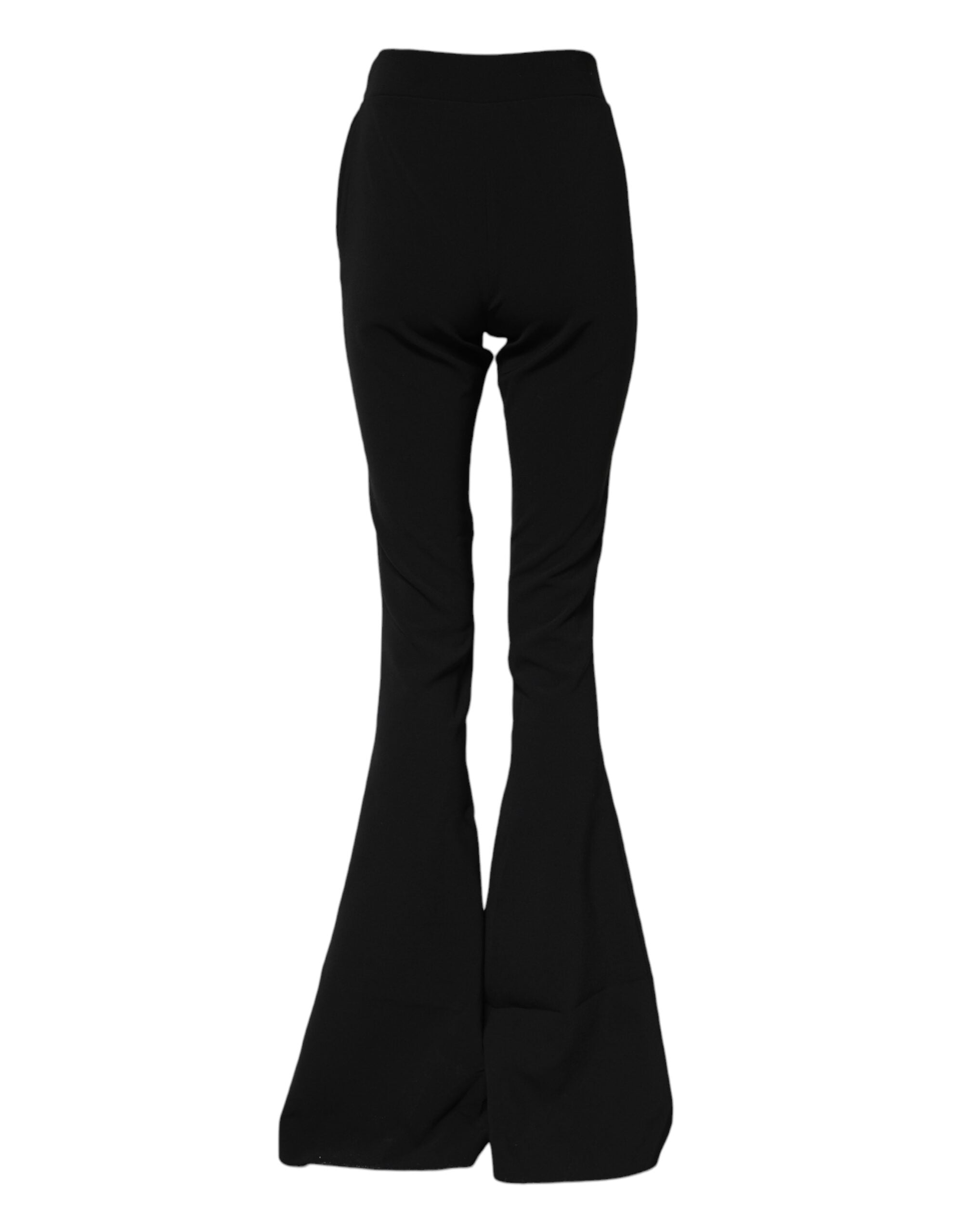 Black Polyester High Waisted Flared Pants-thumbmail-3