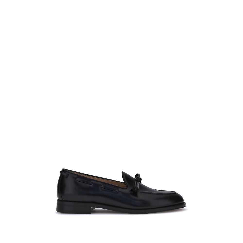 Black Calf Leather Bos Taurus Slip-On Loafers-thumbmail-1
