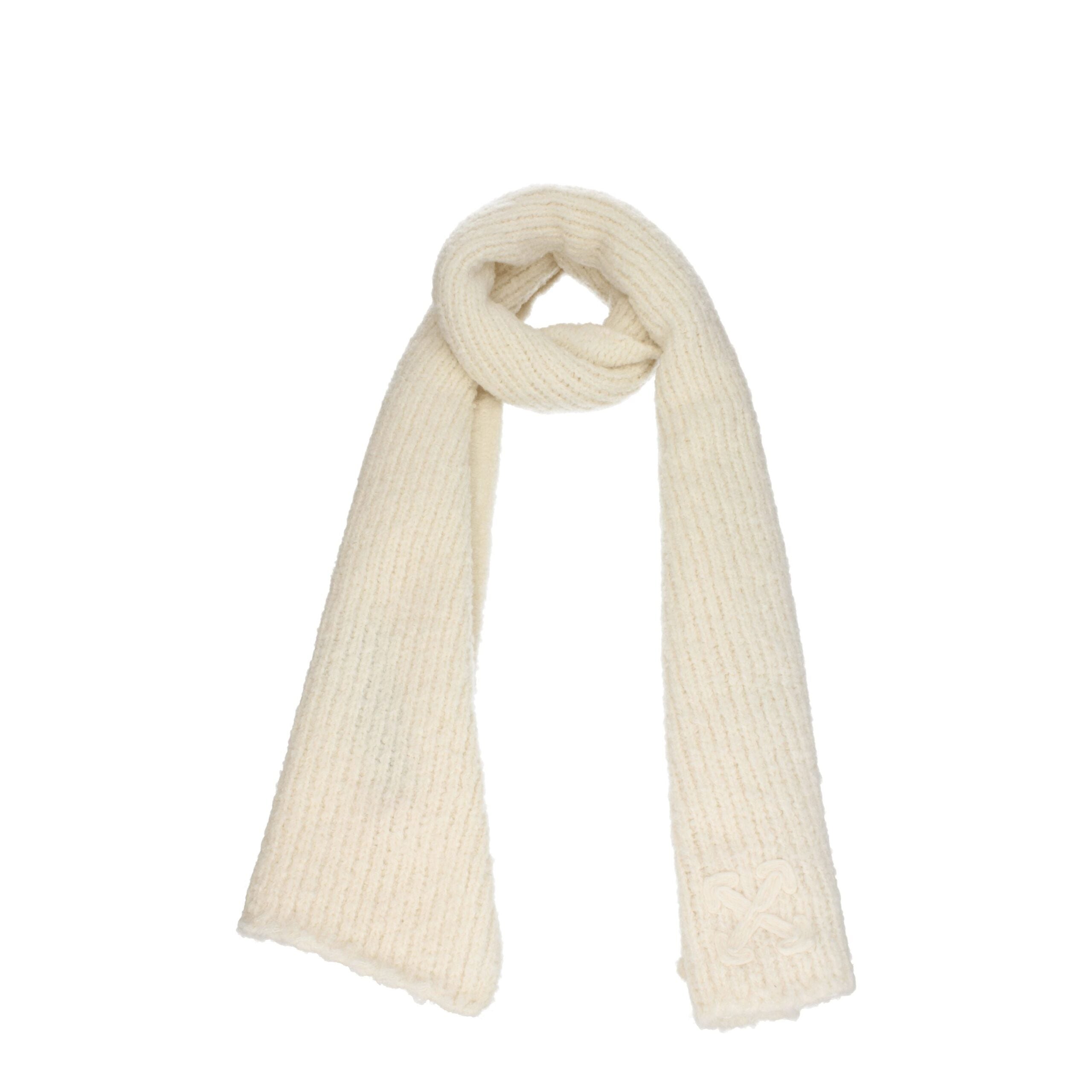Off-White - Logo Ribbed Knit Scarf Beige