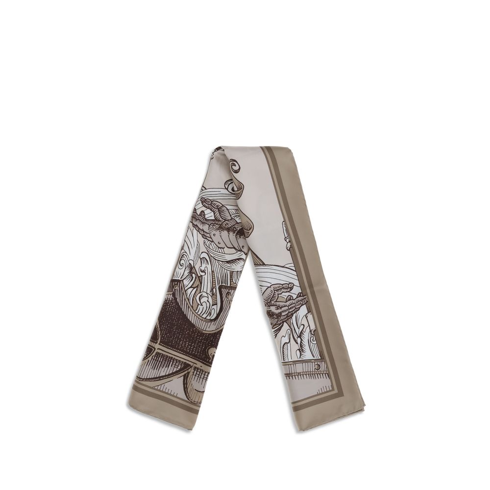 Burberry - Knight Engraving Print Silk Scarf Beige
