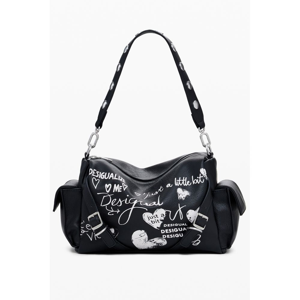 Black Polyurethane Women's Handbag Desigual