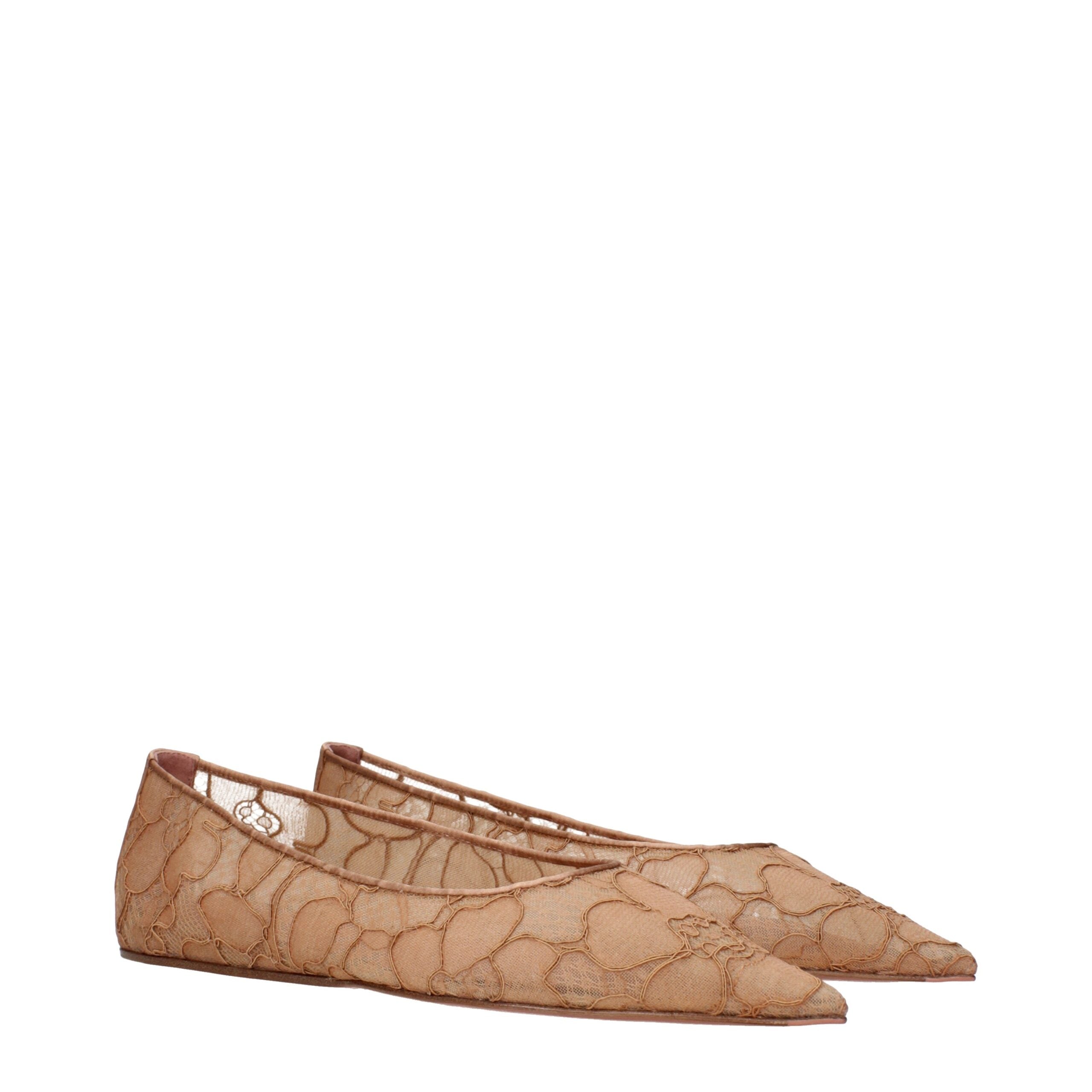 Beige Fabric Ballet Flats Amina Muaddi