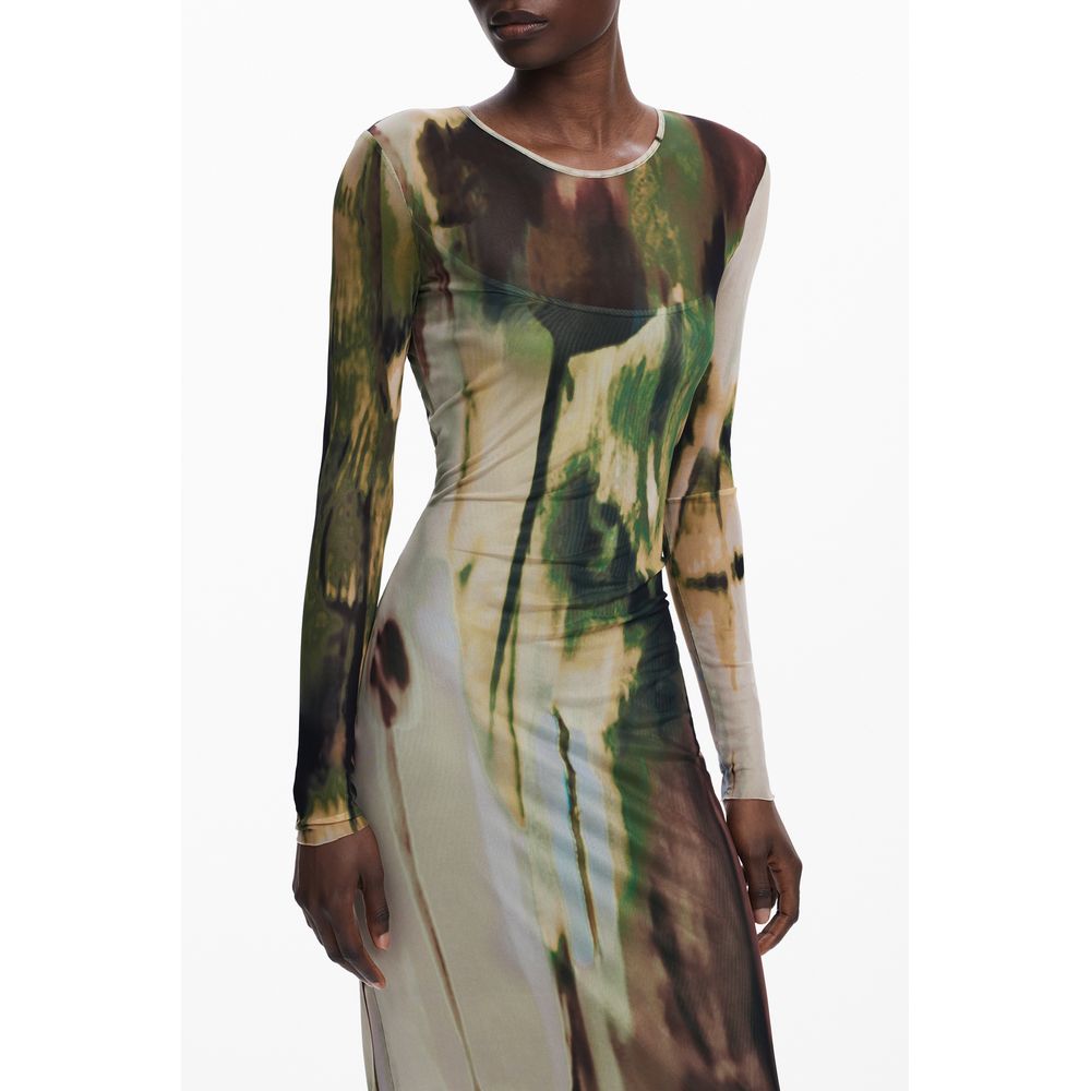 Green Polyester Casual Dress Desigual