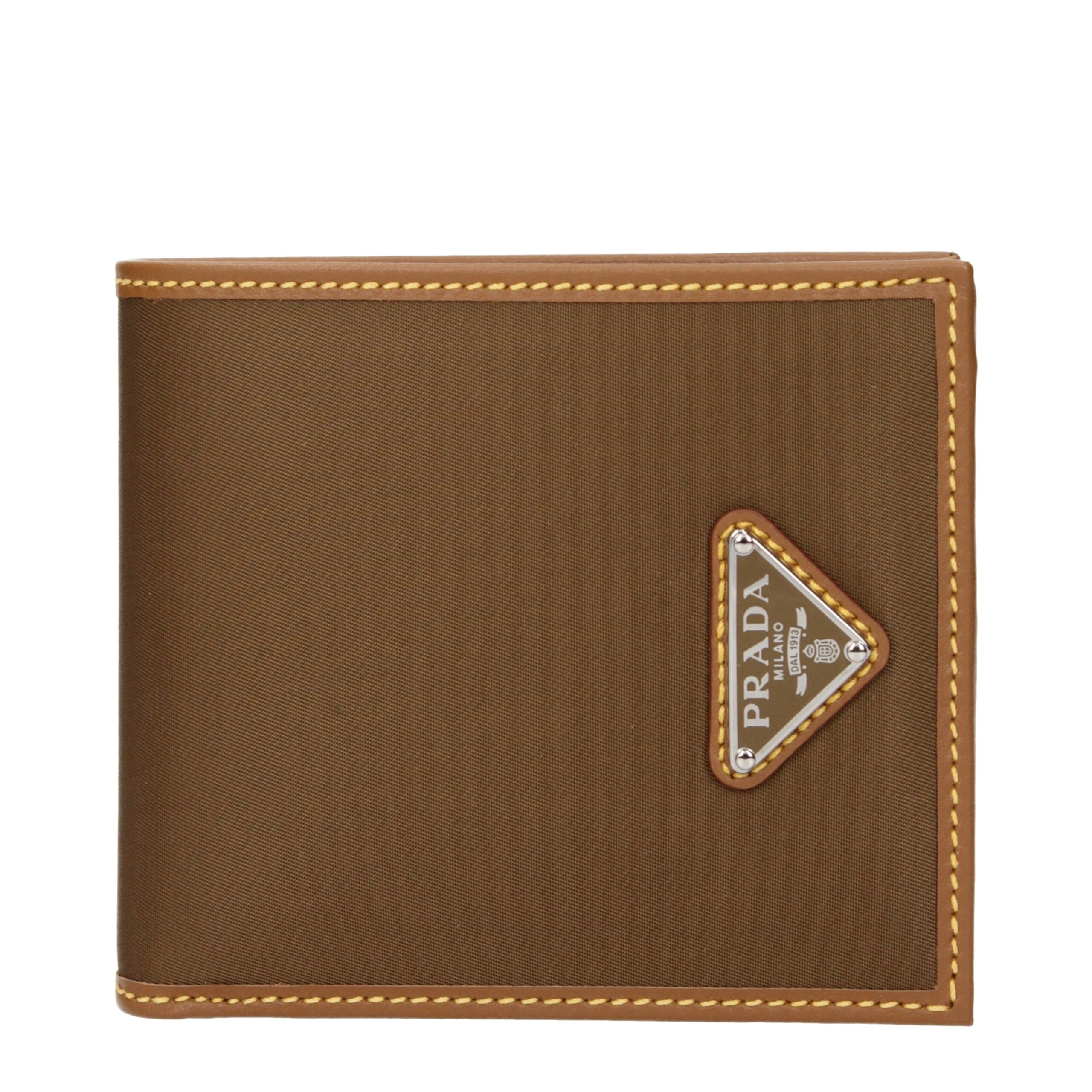 Brown Fabric Wallet Prada