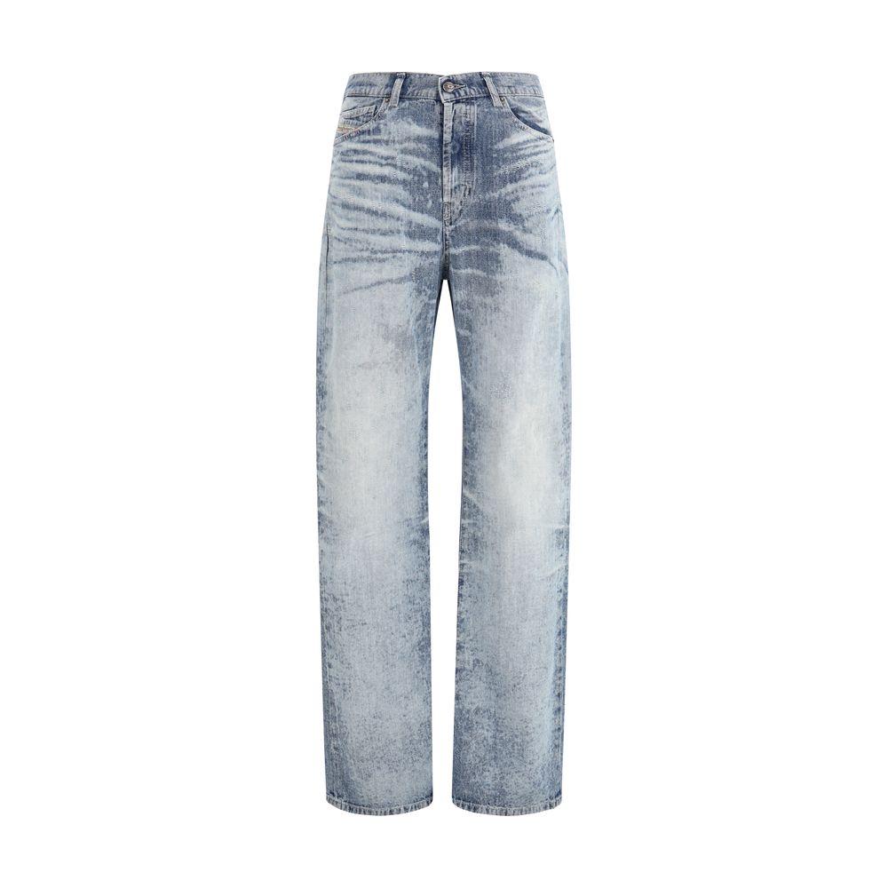 Blue Cotton Straight-Leg Jeans Diesel