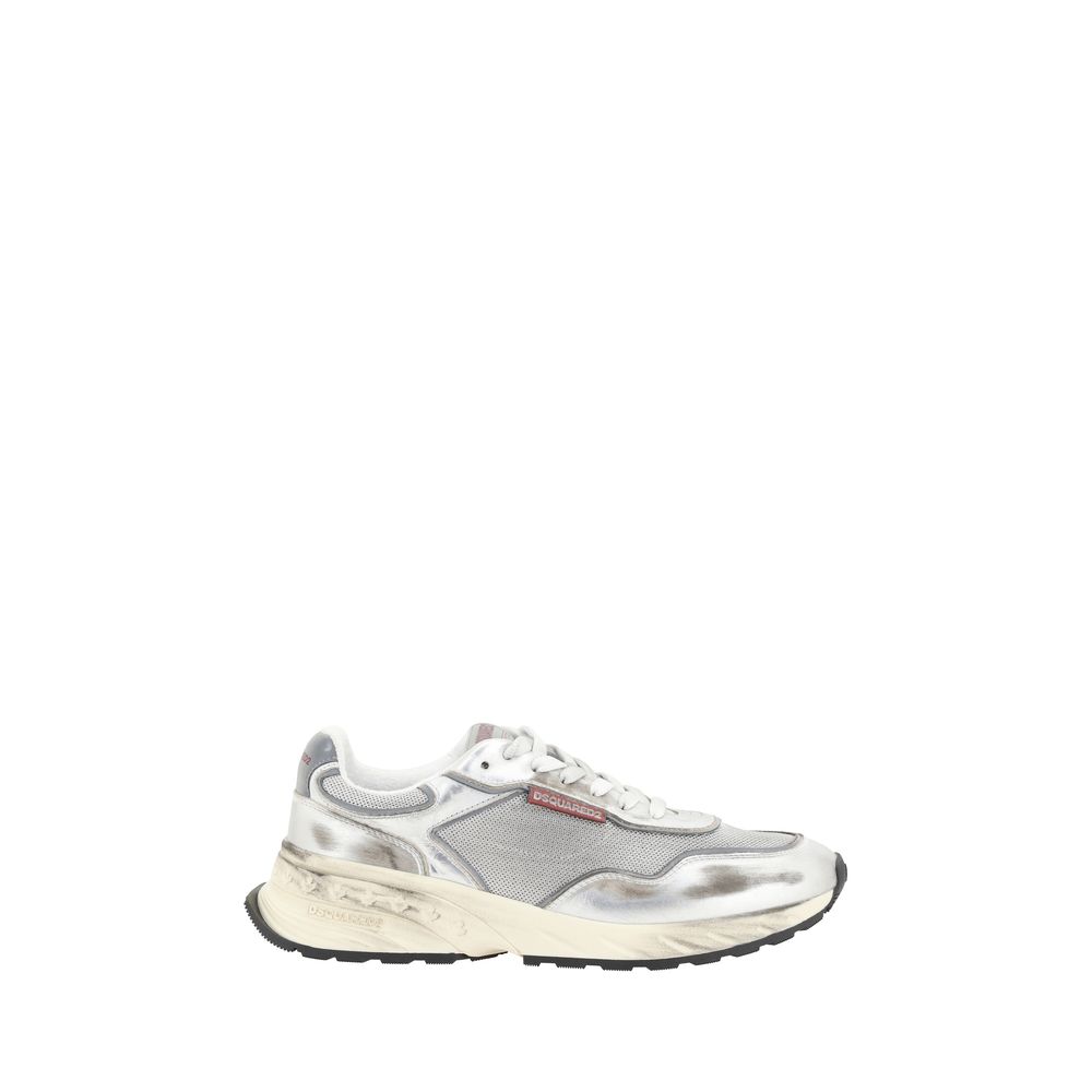 White Calf Leather Bos Taurus Sneakers Dsquared²