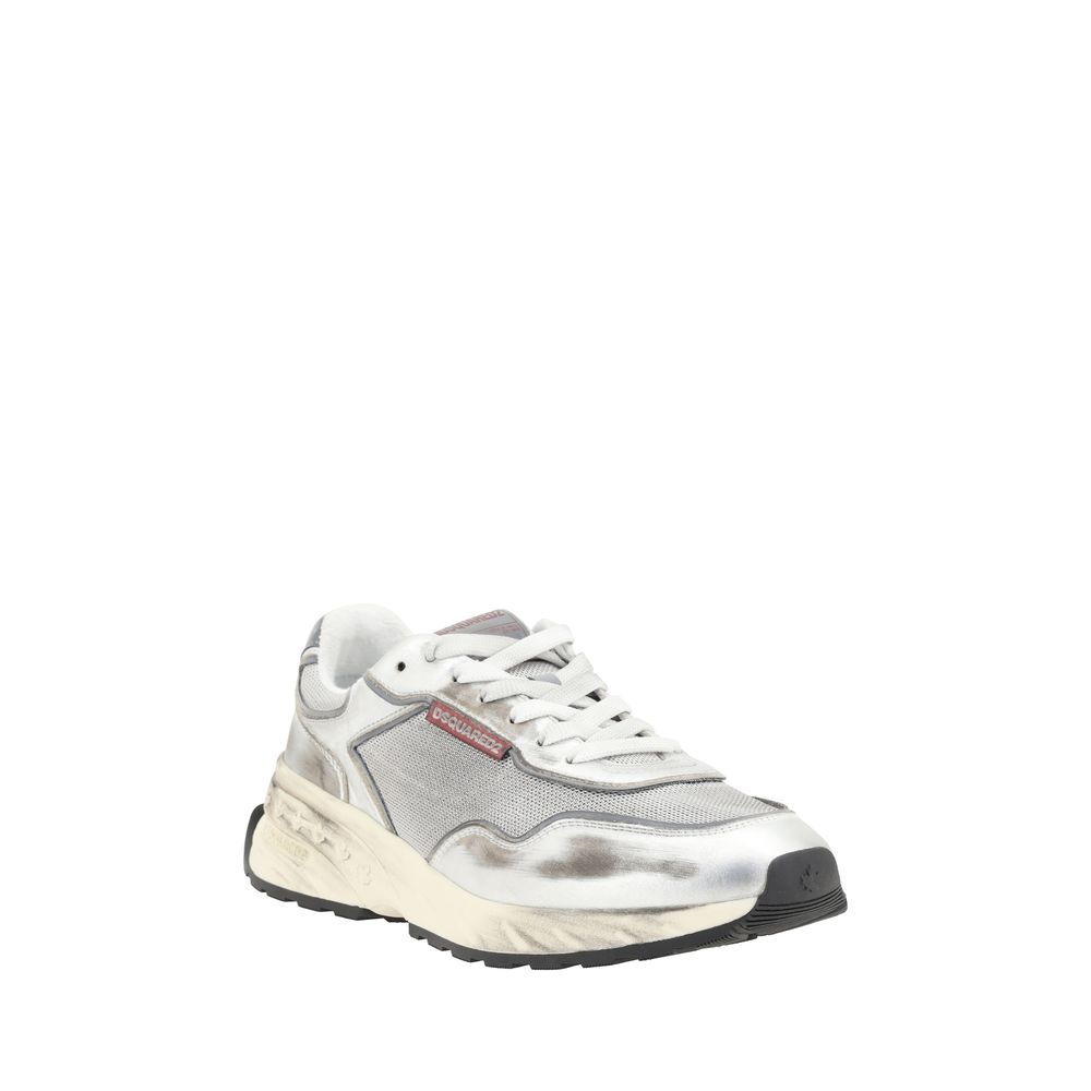 White Calf Leather Bos Taurus Sneakers Dsquared²