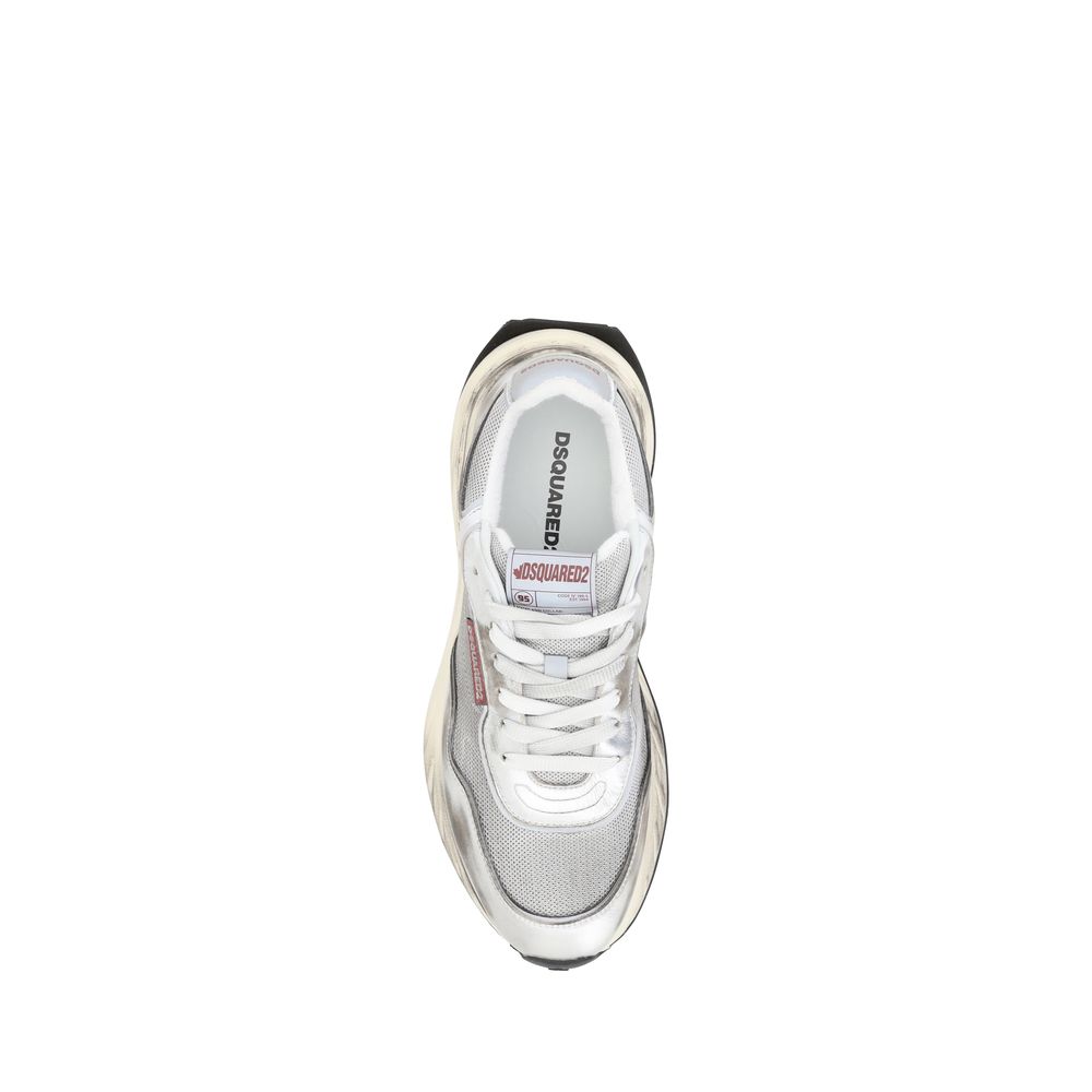 White Calf Leather Bos Taurus Sneakers Dsquared²