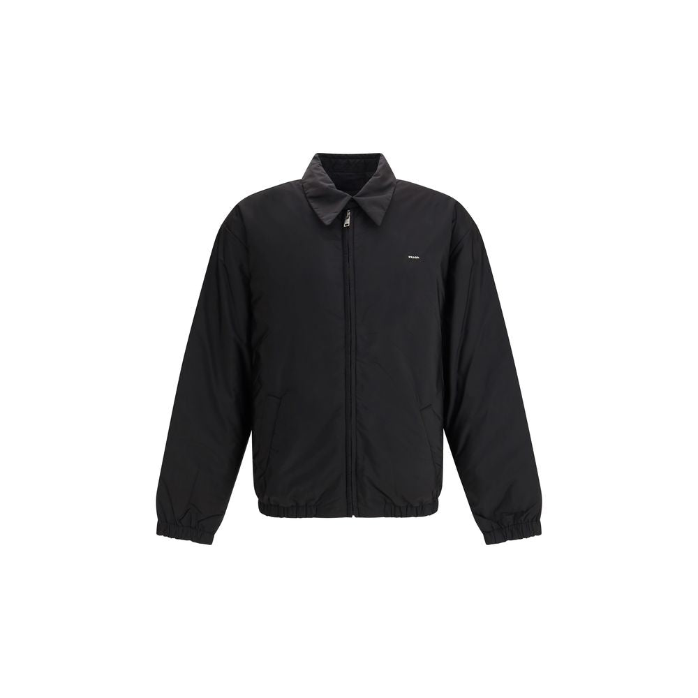 Black Recycled Polyamide Full-Length Jacket Prada