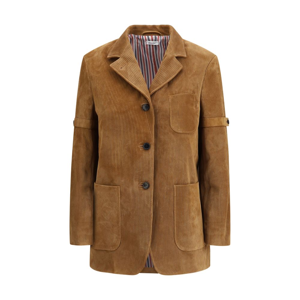 Beige Calf Leather Bos Taurus Coat - TIZZIL