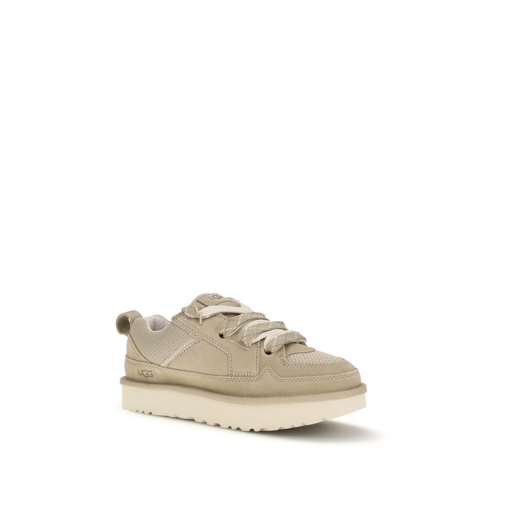 Beige Calf Leather Bos Taurus Low Top Sneakers - TIZZIL