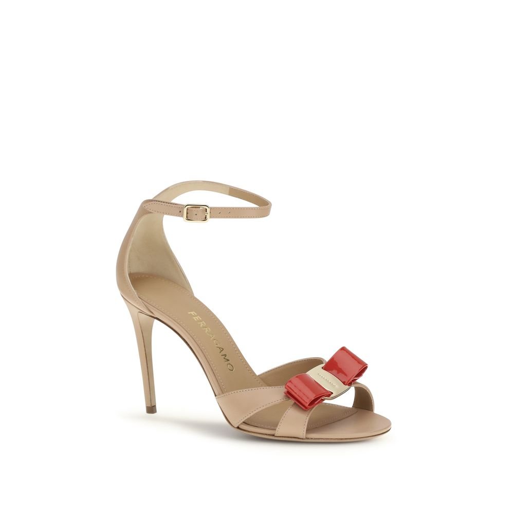Beige Calf Leather Bos Taurus Stiletto Heel Sandals - TIZZIL