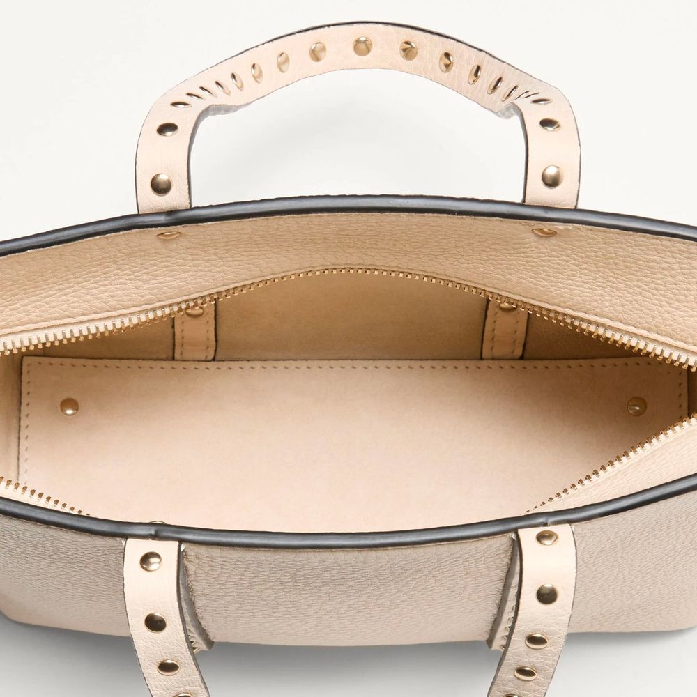 Beige Calfskin Tote Bag - TIZZIL