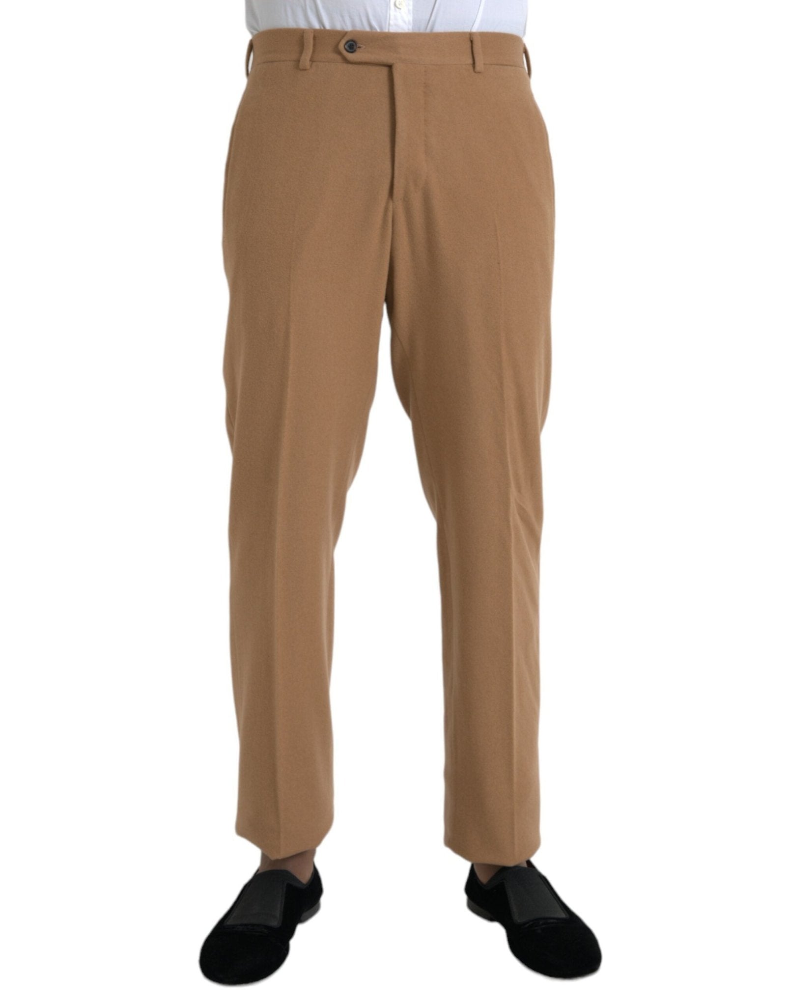 Beige Cashmere Men Straight Fit Dress Pants - TIZZIL