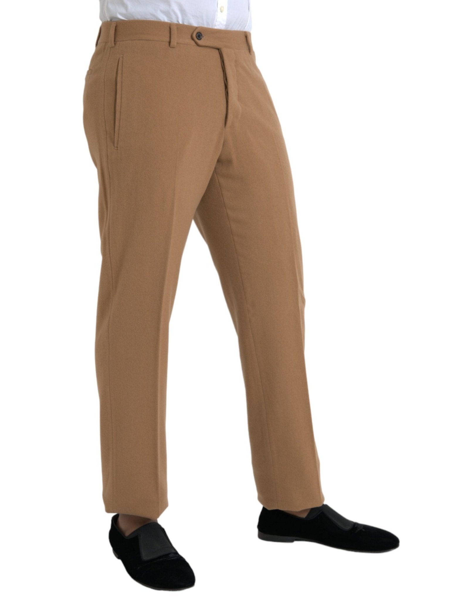 Beige Cashmere Men Straight Fit Dress Pants - TIZZIL