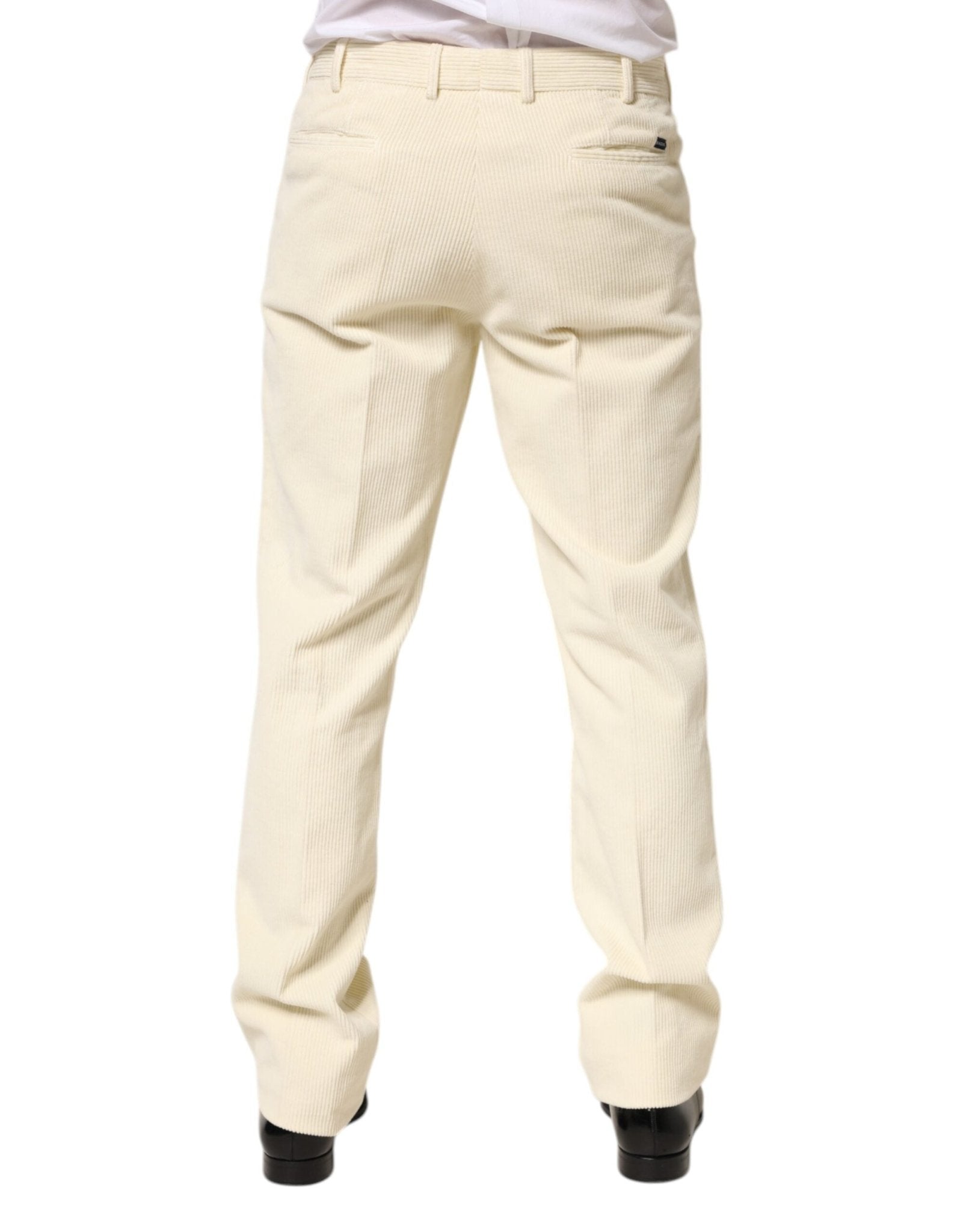 Beige Corduroy Cotton Straight Men Trouser Pants - TIZZIL