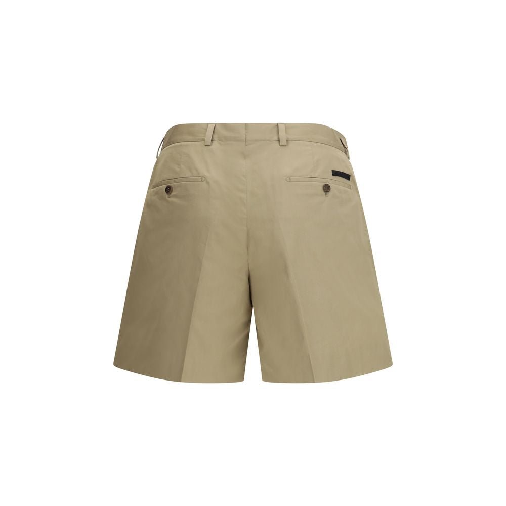 Beige Cotton Bermuda Shorts - TIZZIL