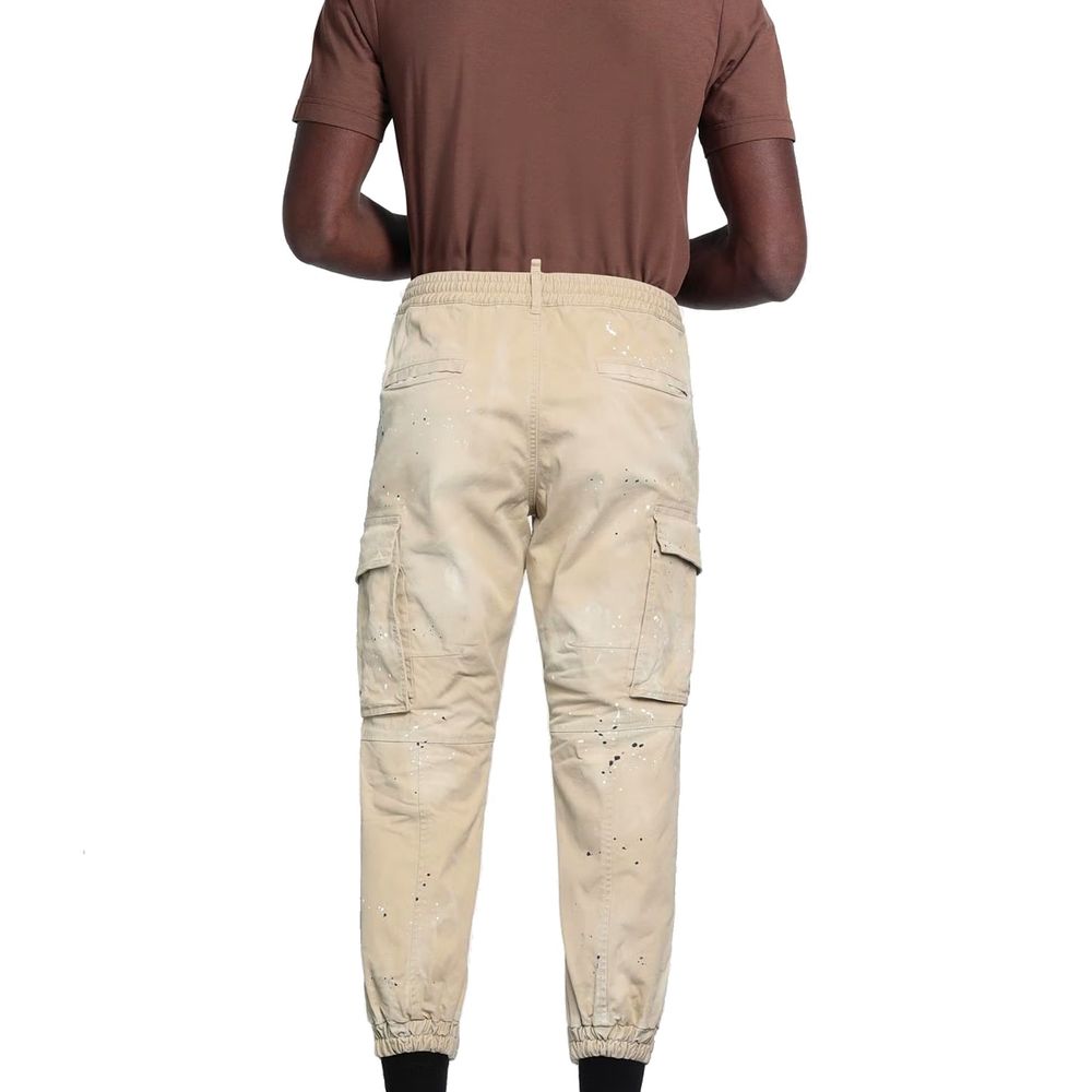 Beige Cotton Cargo Pants - TIZZIL