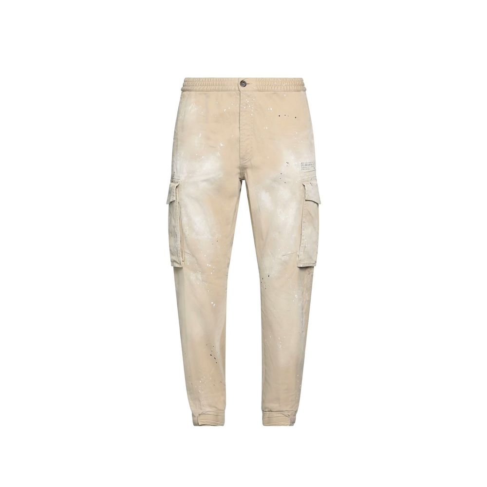 Beige Cotton Cargo Pants - TIZZIL