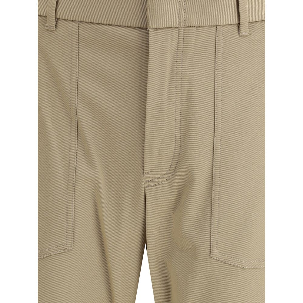 Beige Cotton Cargo Pants - TIZZIL