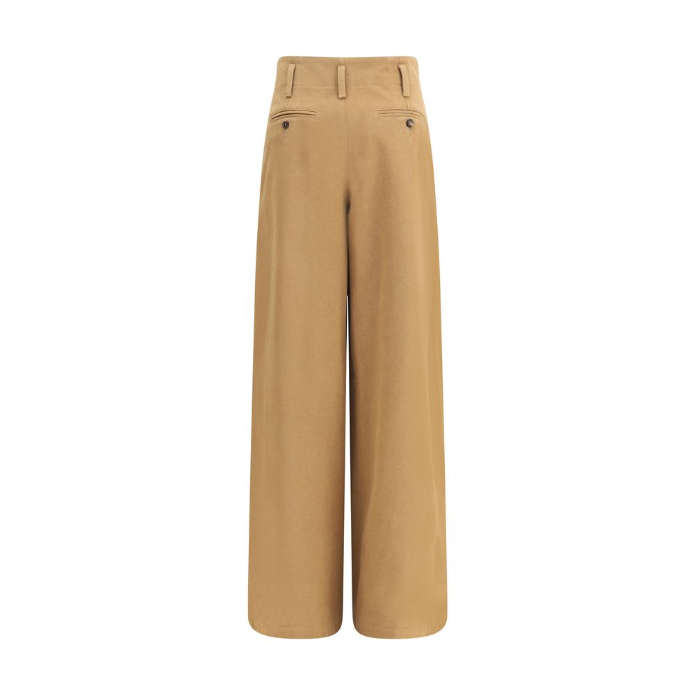 Beige Cotton Casual Pants - TIZZIL