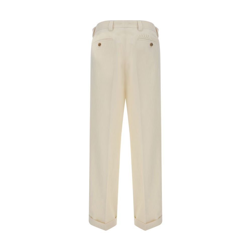 Beige Cotton Casual Pants - TIZZIL