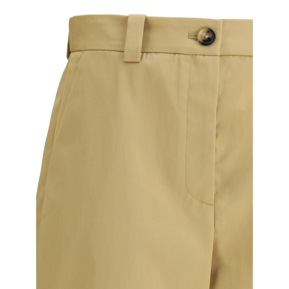 Beige Cotton Casual Pants - TIZZIL