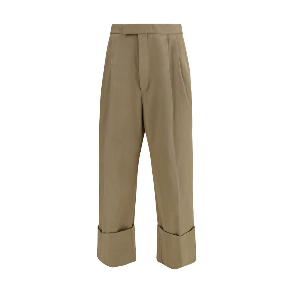Beige Cotton Casual Pants - TIZZIL