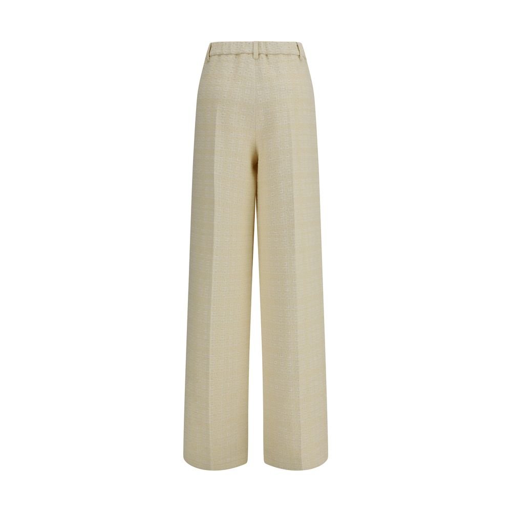 Beige Cotton Casual Pants - TIZZIL