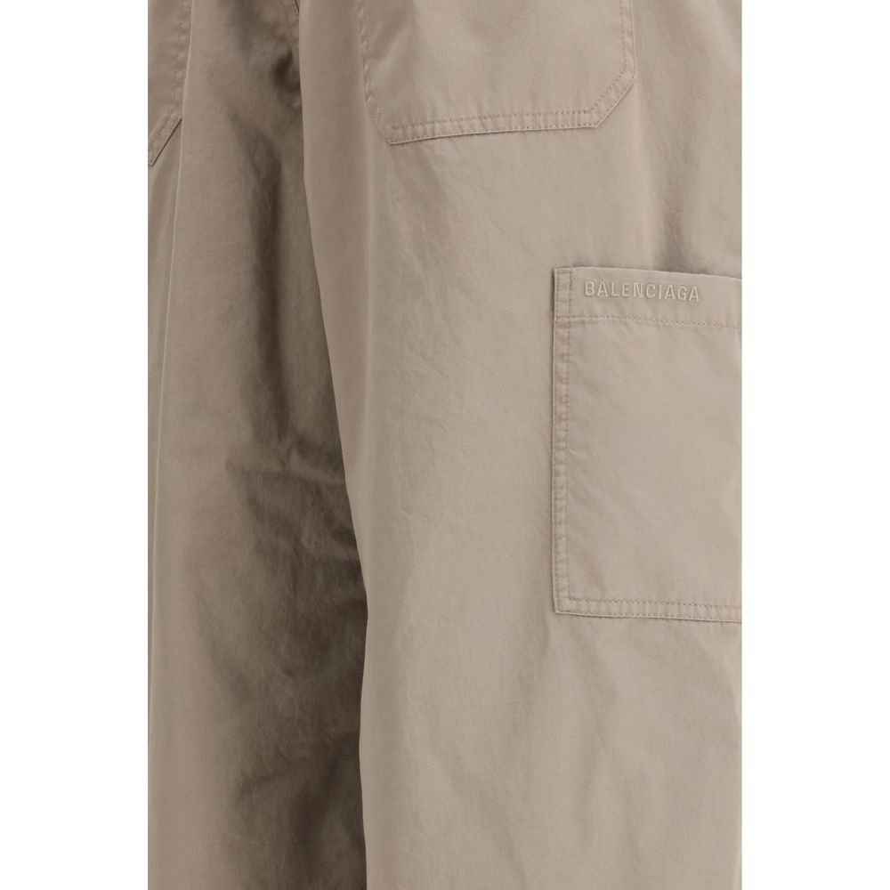 Beige Cotton Casual Pants - TIZZIL
