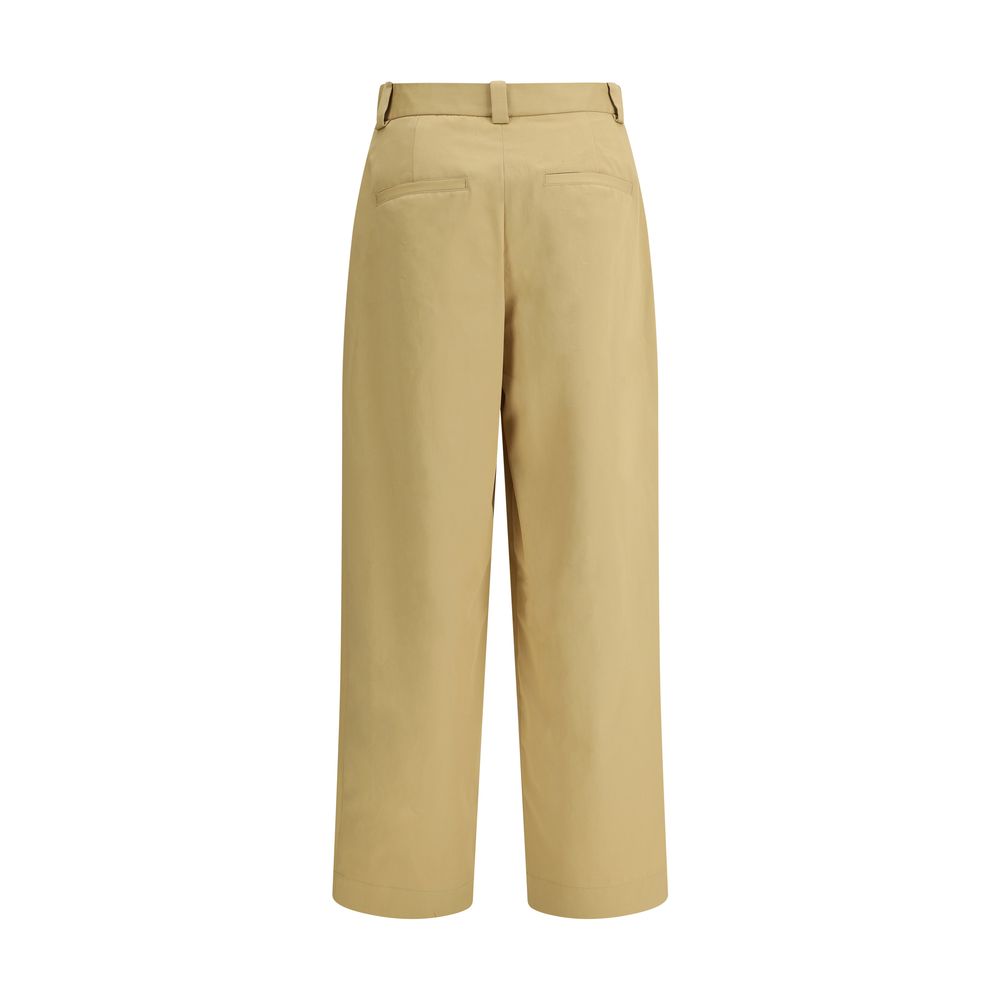 Beige Cotton Casual Pants - TIZZIL