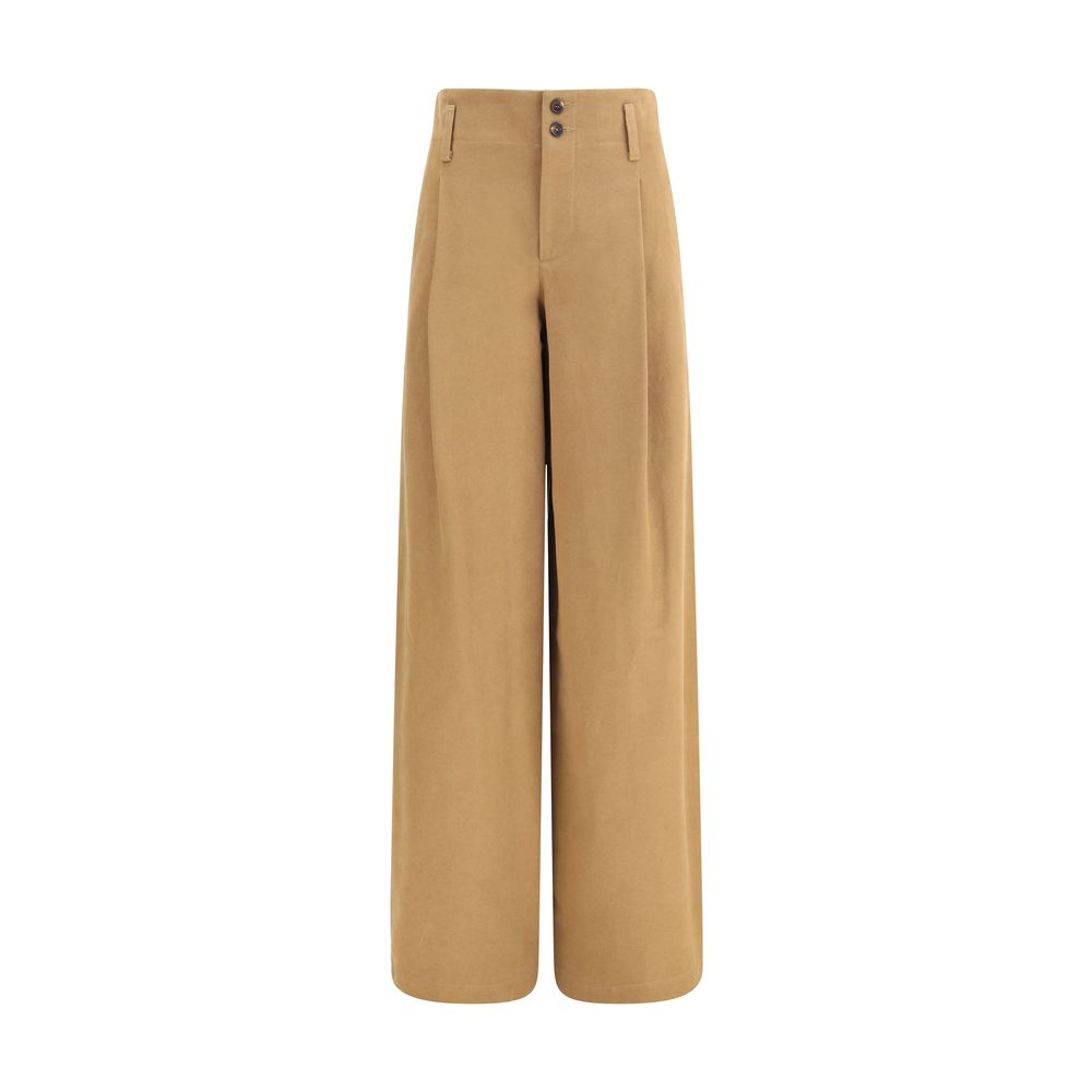 Beige Cotton Casual Pants - TIZZIL
