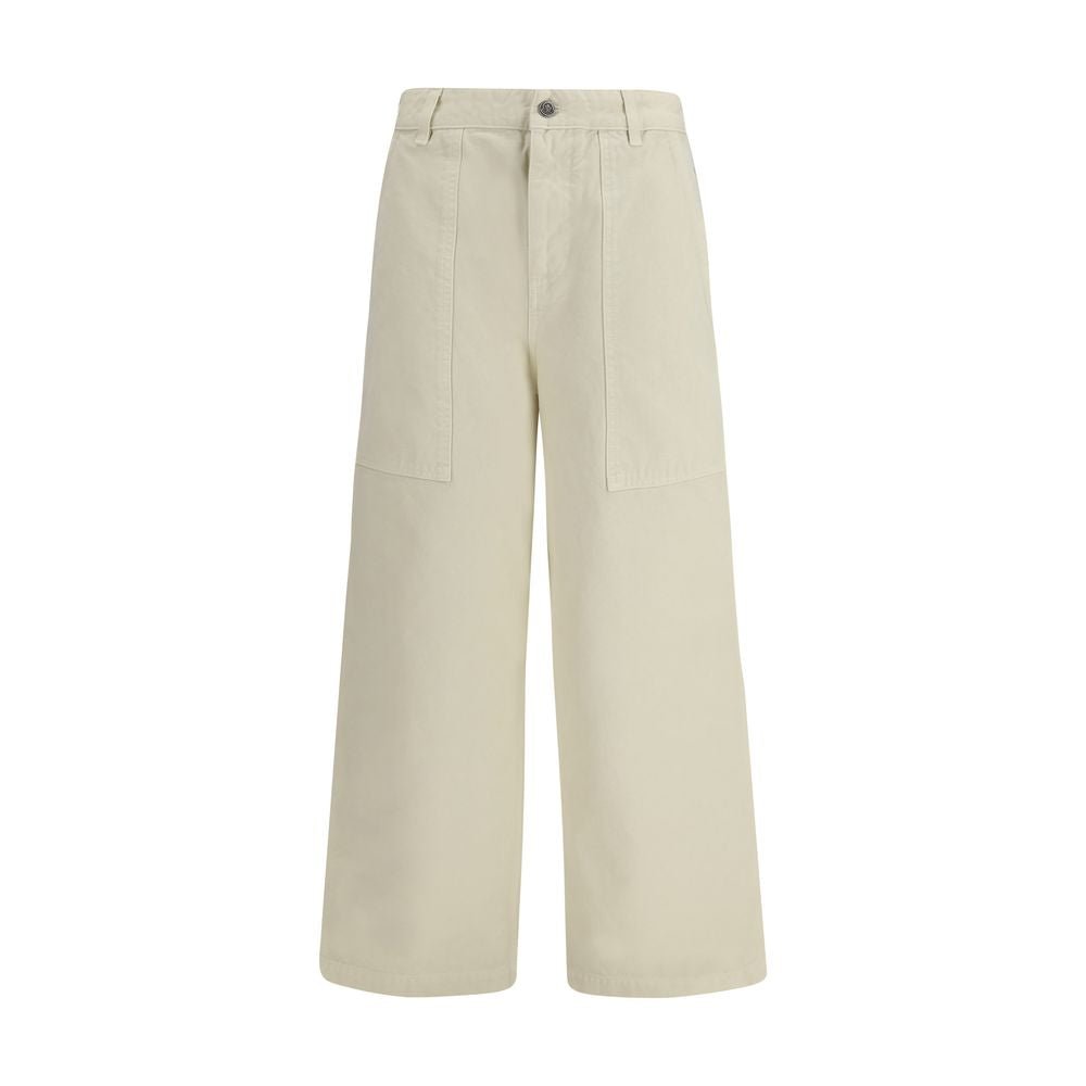 Beige Cotton Casual Pants - TIZZIL