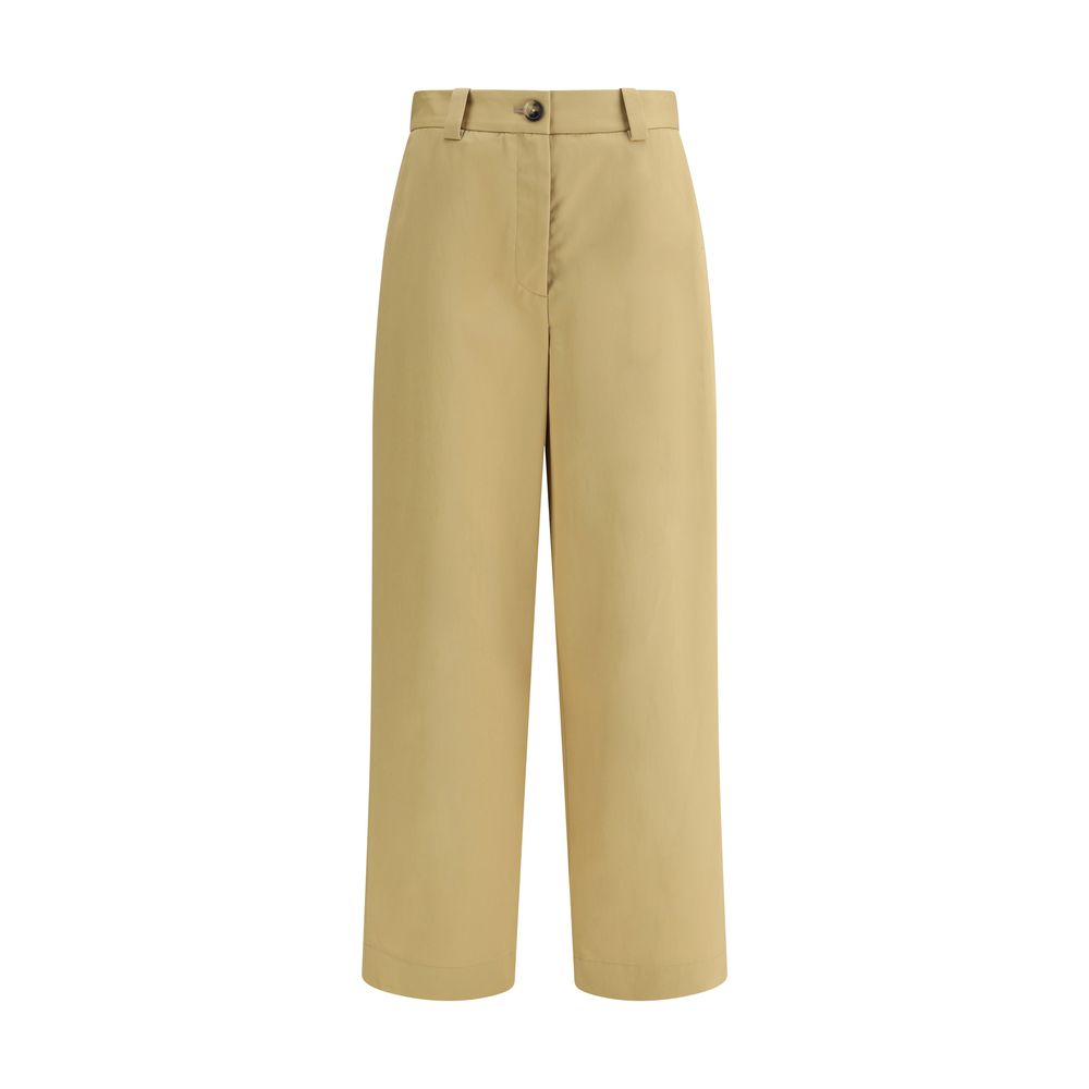 Beige Cotton Casual Pants - TIZZIL