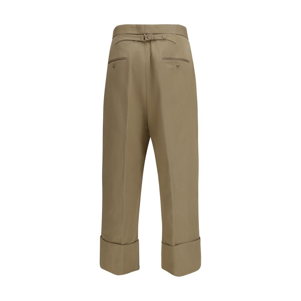 Beige Cotton Casual Pants - TIZZIL