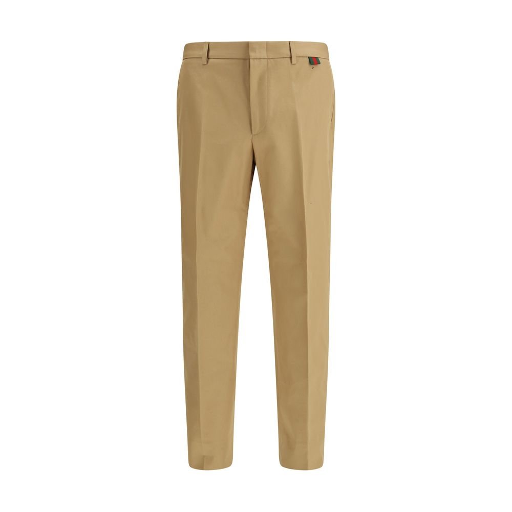 Beige Cotton Casual Pants - TIZZIL